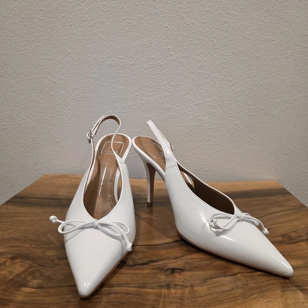 Dolce Vita Geena Bone White Leather Sling Back Heels -NWOT